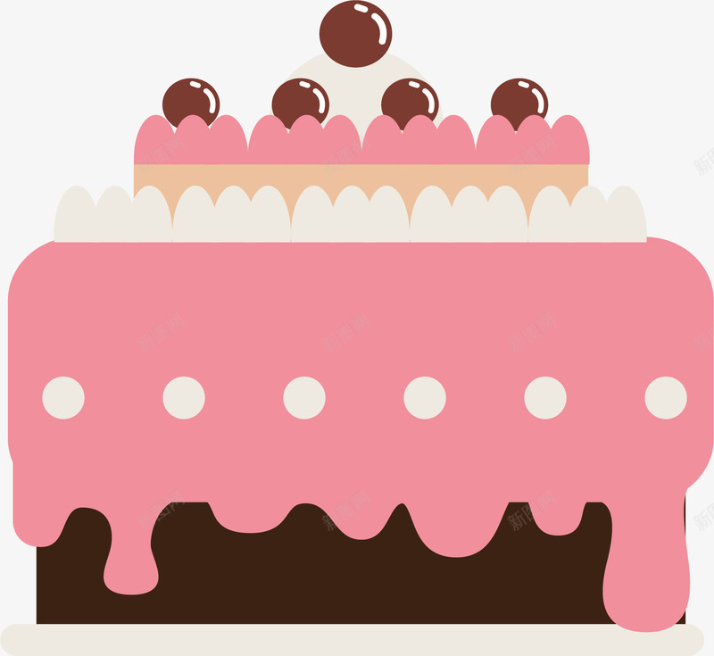 粉红奶油生日蛋糕矢量图ai免抠素材_88icon https://88icon.com 生日祝福 生日蛋糕 矢量png 粉红色 粉色蛋糕 蛋糕 矢量图