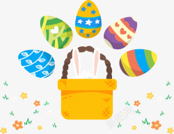 篮子里的兔子与鸡蛋素材