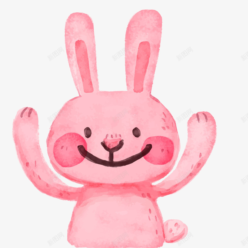 粉红色手绘可爱的小兔子矢量图ai免抠素材_88icon https://88icon.com 卡通 可爱 复活节 小兔子 水彩 粉红色 矢量图