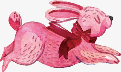 粉色水彩手绘兔子矢量图素材