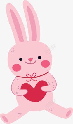 粉红情人节爱心兔子矢量图素材