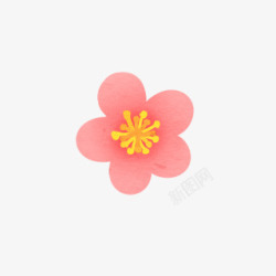 粉红手绘花朵花蕊装饰素材