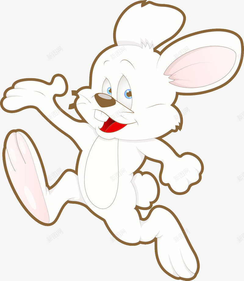 奔跑的小兔子png免抠素材_88icon https://88icon.com 卡通手绘 奔跑的卡通人 微笑脸 白色兔子 短尾巴 跑步 长耳朵