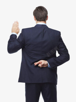 商务男士举起左手发誓手势背影装素材