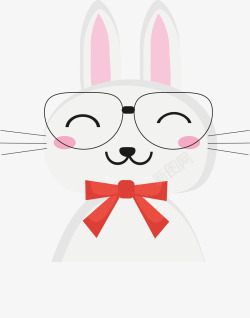 戴眼镜的小兔子矢量图素材