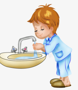 卡通洗手的男孩素材