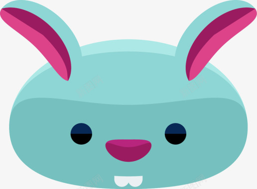 粉色兔耳朵绿色可爱兔子图标矢量图图标