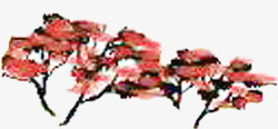 红色梅花彩绘风格合成素材