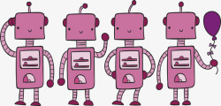 粉红色可爱家庭机器人矢量图素材