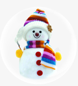 彩色条纹帽子围巾雪人冬日素材