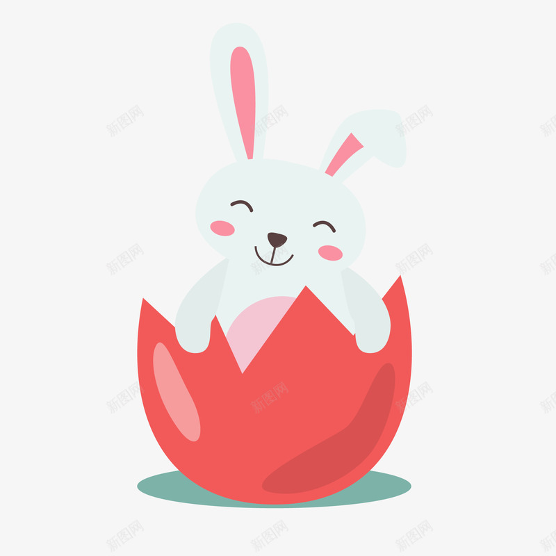 躲在红色蛋壳里的小兔子矢量图ai免抠素材_88icon https://88icon.com 兔子 动物设计 卡通 可爱 红色蛋壳 矢量图