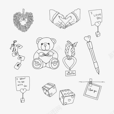 手绘熊和兔子手绘图标图标