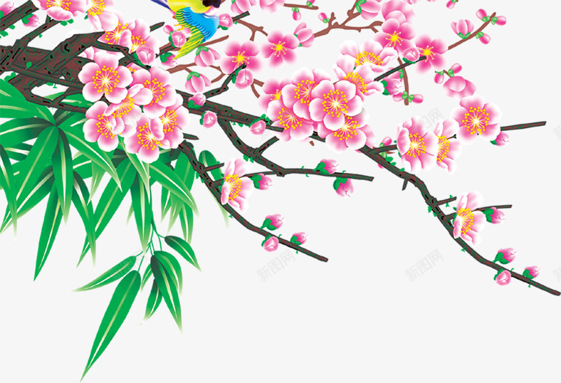 粉色手绘梅花古典png免抠素材_88icon https://88icon.com 古典 梅花 粉色