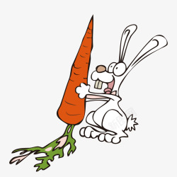 兔子拔萝卜矢量图素材