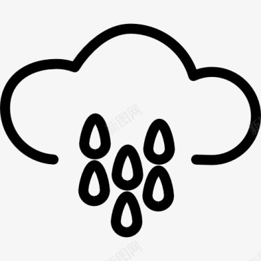 天气下降雨是云的轮廓与水滴图标图标