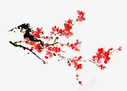 红色梅花树枝装饰素材