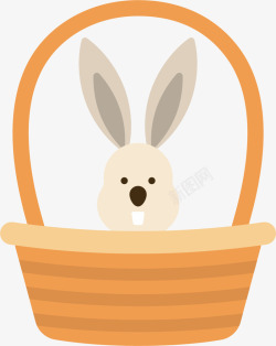 复活节卡通兔子篮子素材