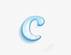 蓝色水滴C字母素材