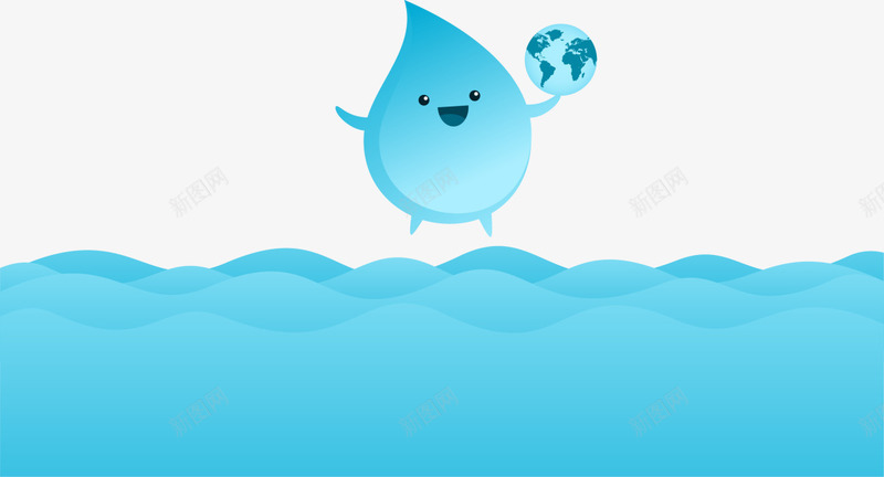 蓝色可爱水滴水流png免抠素材_88icon https://88icon.com 世界节水日 可爱水滴 水流 液体 环保 省水 节约用水