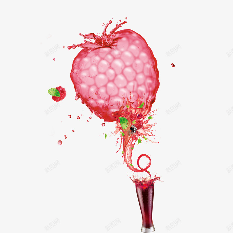树莓果汁png免抠素材_88icon https://88icon.com 果汁 树莓 水滴 饮料
