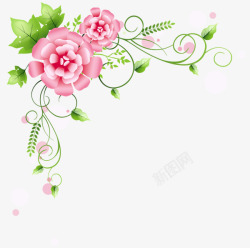 粉红色边框装饰鲜花素材