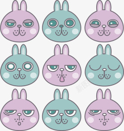 小兔子表情包矢量图素材