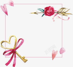 浪漫粉色水彩装饰边框素材