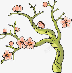 手绘彩色可爱梅花树木造型素材
