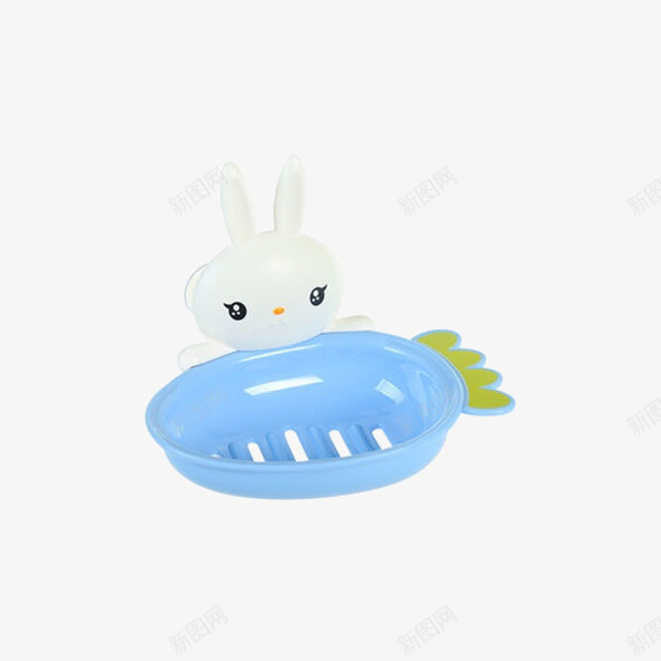 可爱兔子双吸盘香皂盒蓝色png免抠素材_88icon https://88icon.com 产品实物 沥水肥皂盒 浴室皂架 香皂盒