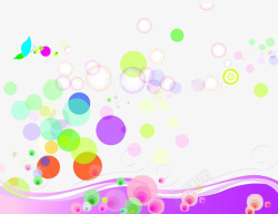 彩色泡泡和蝴蝶水面素材