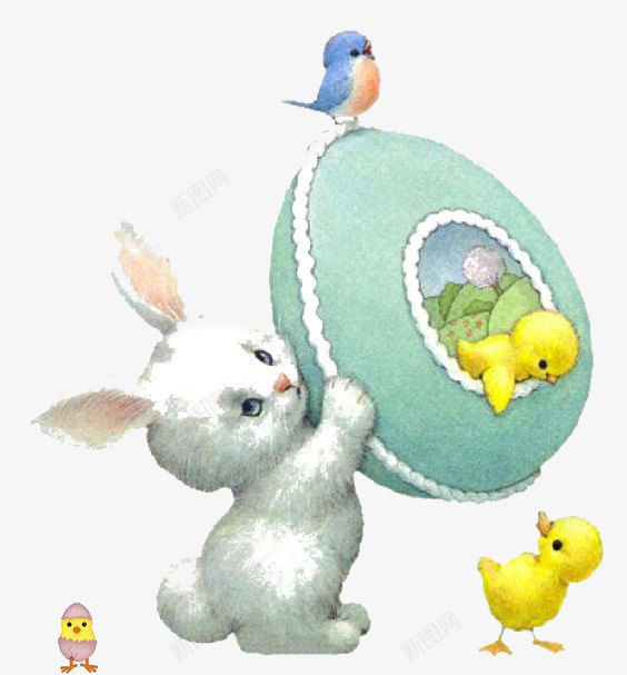 可爱拟人兔子png免抠素材_88icon https://88icon.com 兔子 卡通 复古 小鸟 小鸭子 手绘 拟人 插画