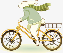 卡通骑自行车的复活节兔子矢量图素材