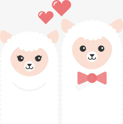 粉红气息手绘动物小绵羊浪漫情人节矢量图高清图片