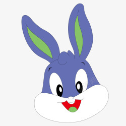蓝色兔子头矢量图素材