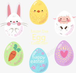 花纹兔子6款可爱复活节彩蛋矢量图高清图片