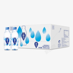 透明矿泉水瓶达能益力矿泉水瓶装纸盒蓝色水滴高清图片