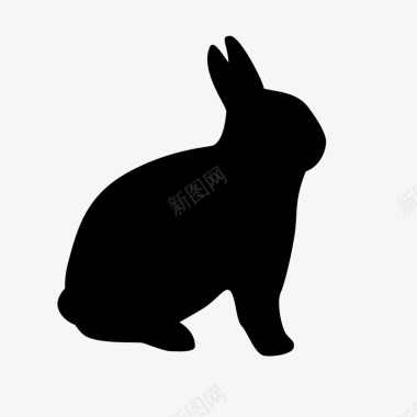 简图黑色兔子图标图标