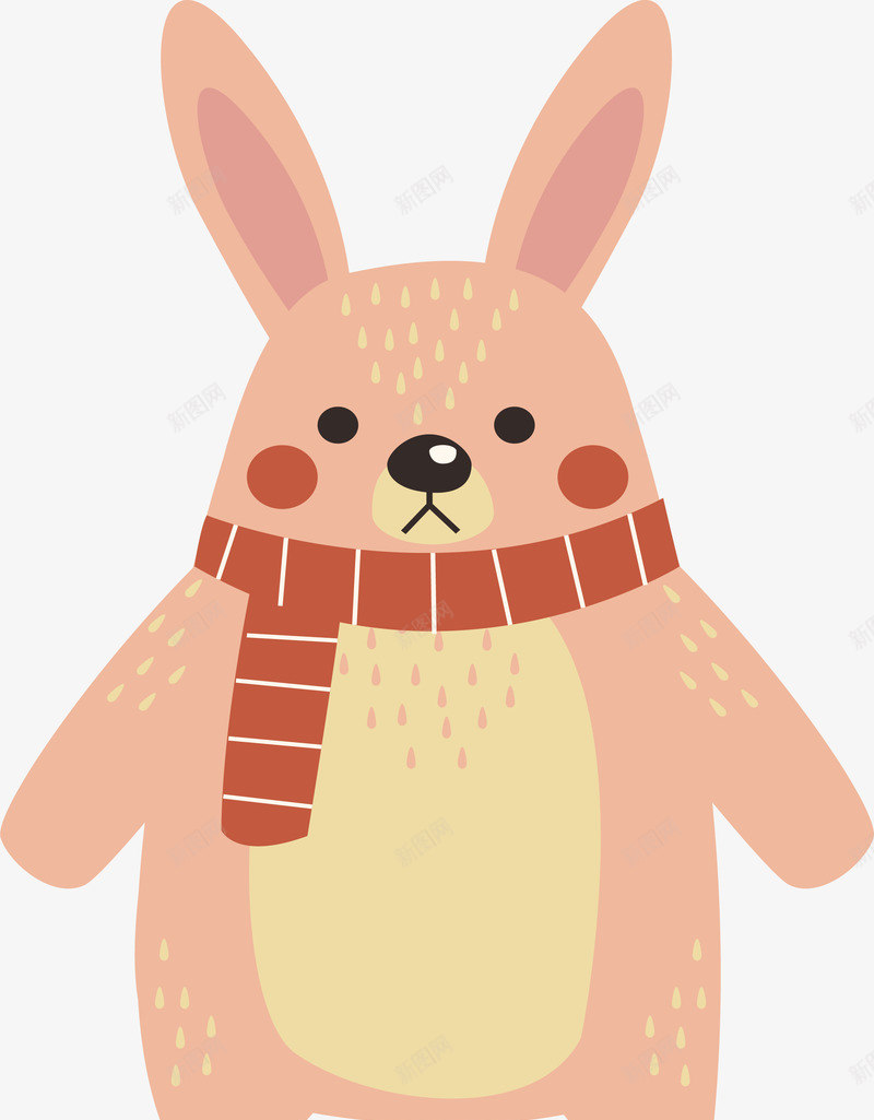 红色围巾的兔子矢量图eps免抠素材_88icon https://88icon.com 兔子 可爱兔子 围巾兔子 矢量png 粉色兔子 红色围巾 矢量图