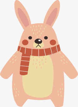 红色围巾的兔子矢量图素材