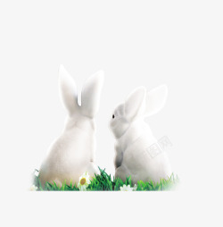 白色兔子装饰图案素材