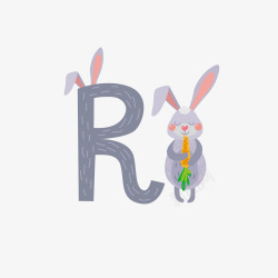 R字母卡通兔子矢量图素材