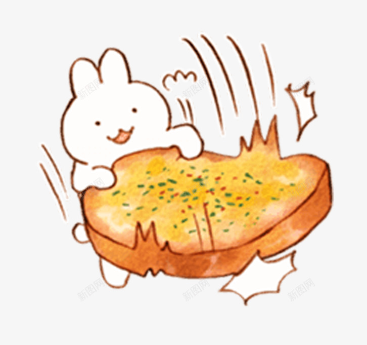 蒜香面包的吃货兔子png免抠素材_88icon https://88icon.com 兔子 卡通 可爱 吃货 手绘 抱着 摔下 蒜香面包 面包