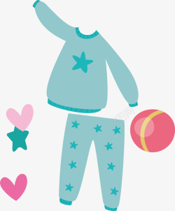 上衣裤子皮球卡通可爱婴儿用品设矢量图素材