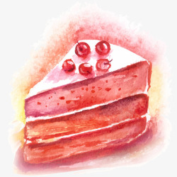 水彩手绘樱桃蛋糕矢量图素材