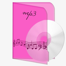 粉红透明文件夹图标MP3图标