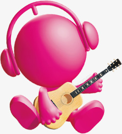 可爱卡通粉色音乐人乐器素材