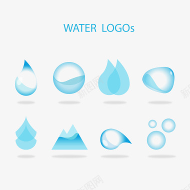 四个PNG高清水的LOGO图标图标