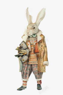 手绘精致人形兔子素材