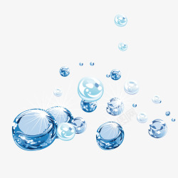 蓝色逼真水珠小水泡素材