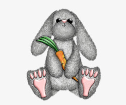 抱萝卜的玩偶兔子素材